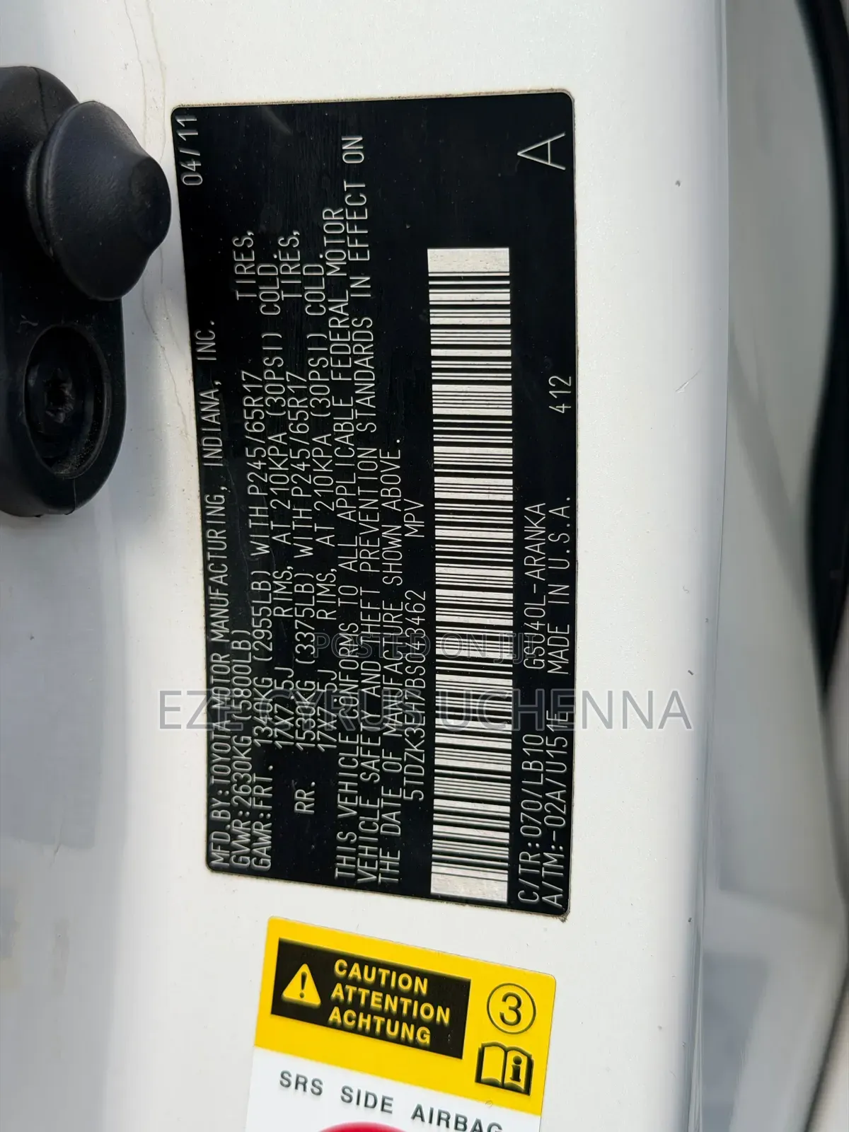 Toyota Highlander 2012 White