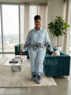 2 Pieces Luxury Linen Women Shirt N Pant 3XL