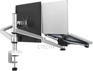 Adjustable Aluminium Laptop Monitor Stand Mount Tilt Swivel Dual Arm