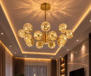 Nordic Branch Glass Ball Led Chandeliers Dimm for Living Room Bedroom