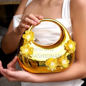 Luxury Gold Flowers Acrylic Clutch Purse