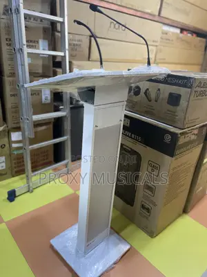 Pulpit Stand With Wireless Microphone System Speaker