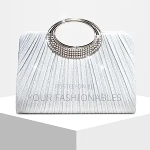 Pleated Silver Clutch Party Purse