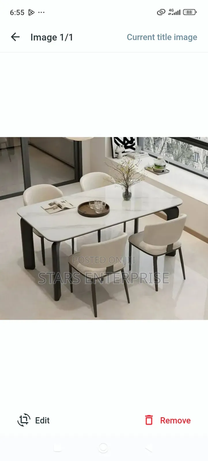 6 Seater With Marble Table Dinning Set