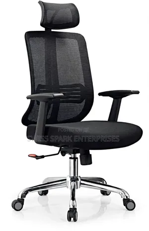 Ergonomic Mesh Office Chair With Headrest Lumbar Support - Black -