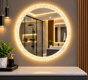 Luxury Crystal Round LED Bathroom Mirror