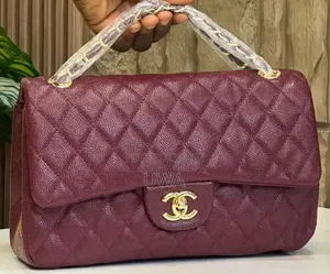 Luxury Women's Quilted Caviar Leather Flap Shoulder Bag–Burgundy