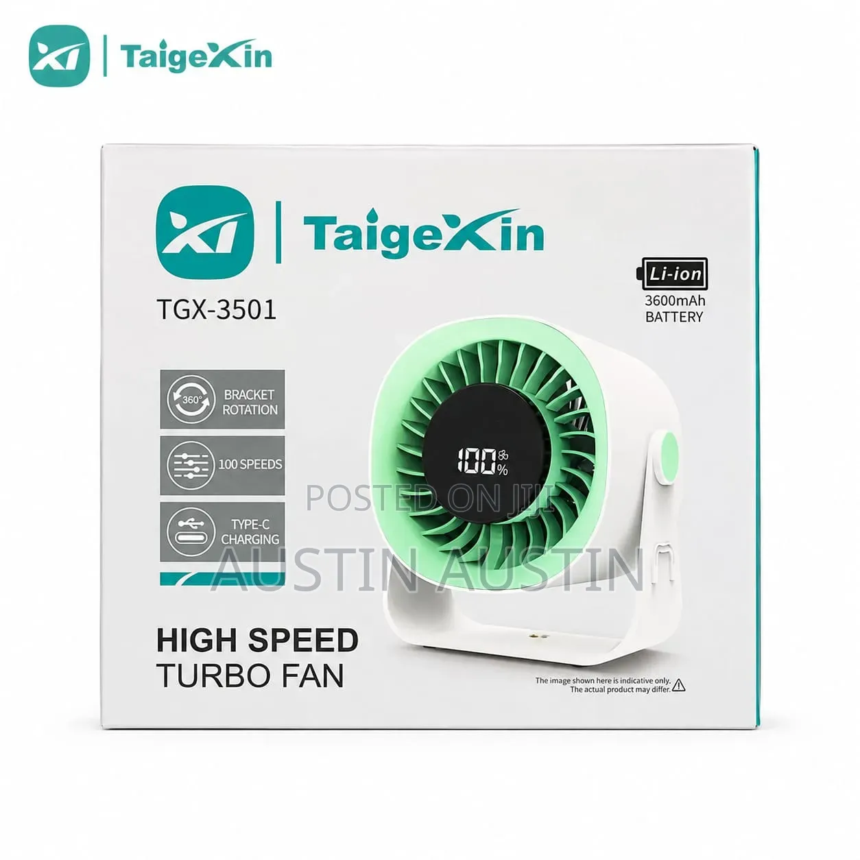 High Speed Rechargeable Desk Table Fan 2400mah