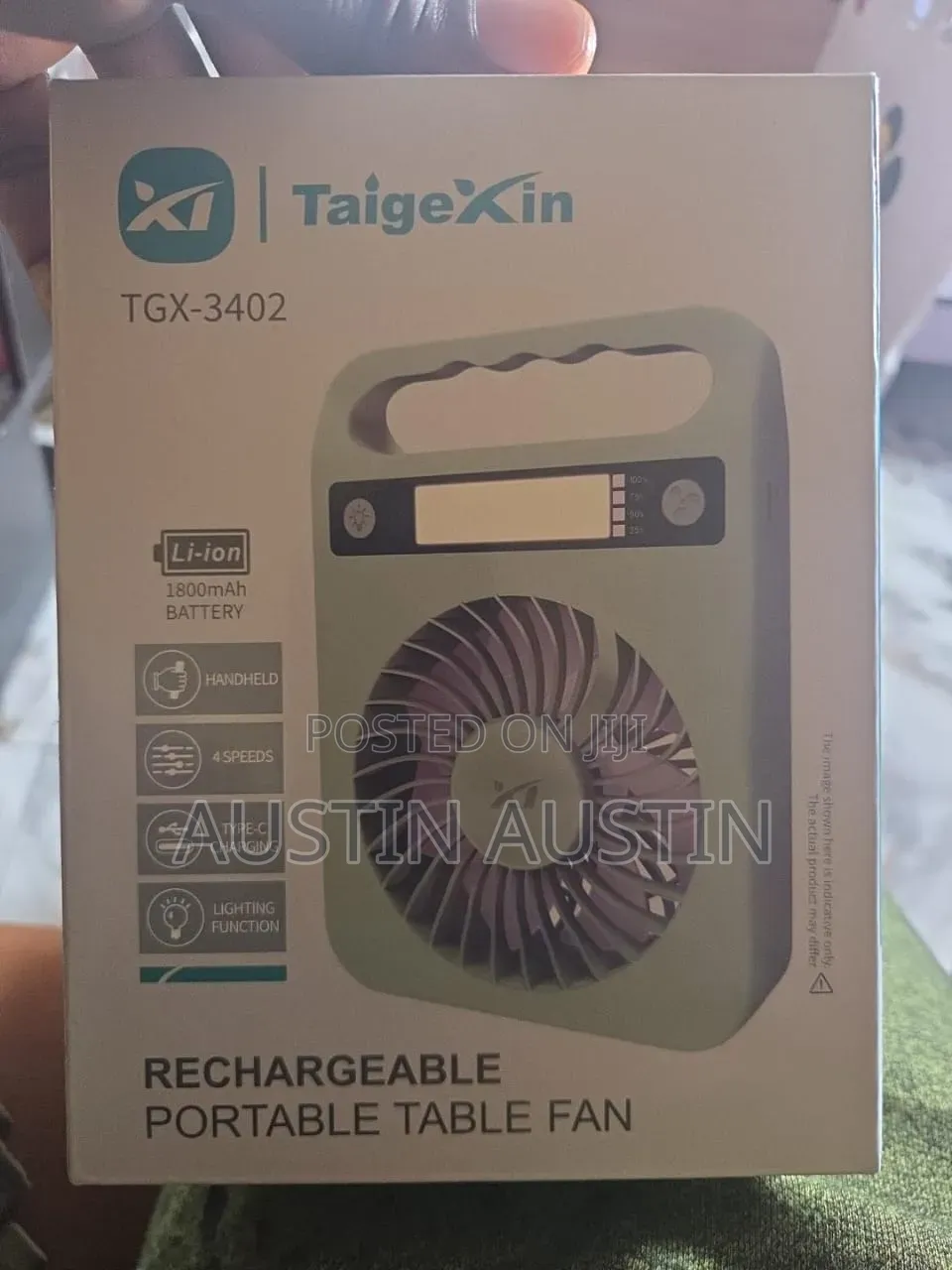 Rechargeable Mini Table Fan With LED Light 1200mah