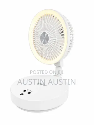Rechargeable Rotating Foldable Table Fan With Ring Light 6000mah