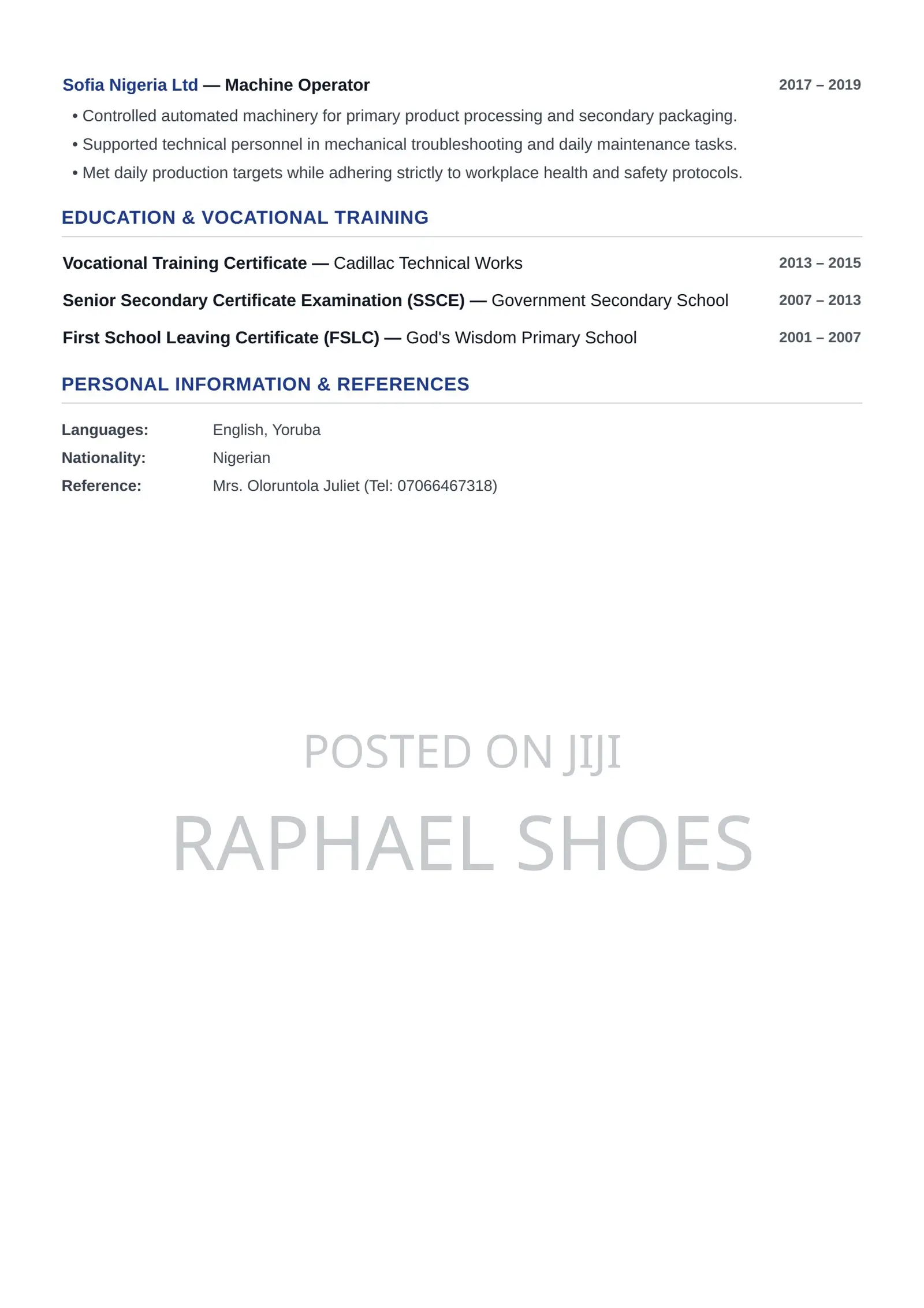 Clothing Wholesale Sales Representative
