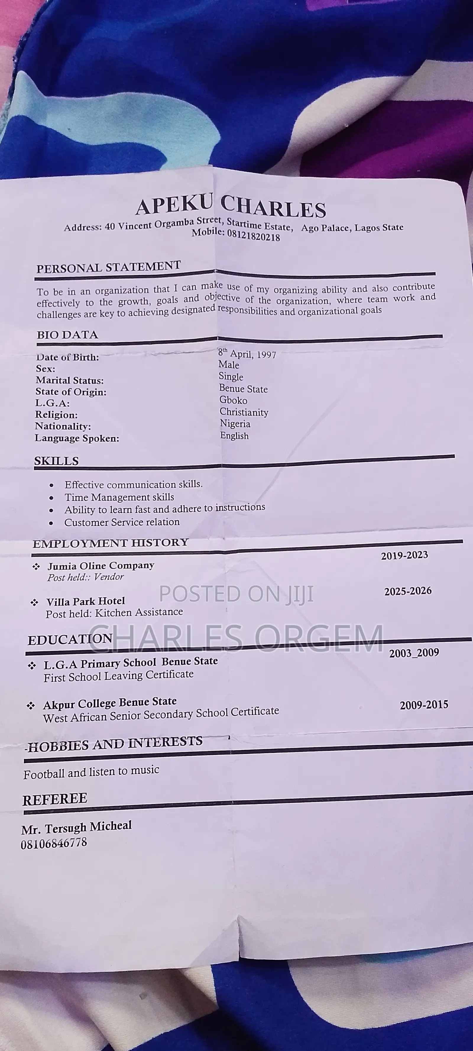 Customer Service CV