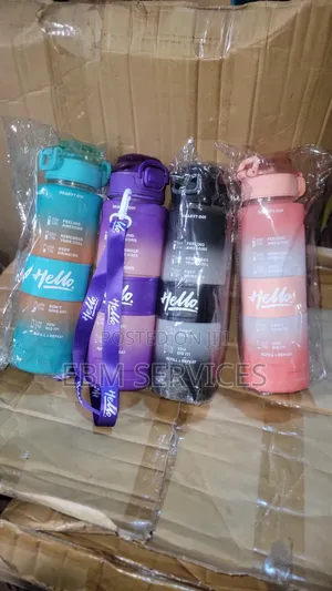 Water Bottle 1000ml With Straw and Strap
