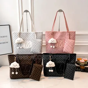 Luxury 3-in-1 "M" Monogram Designer Leather Tote Bag Set