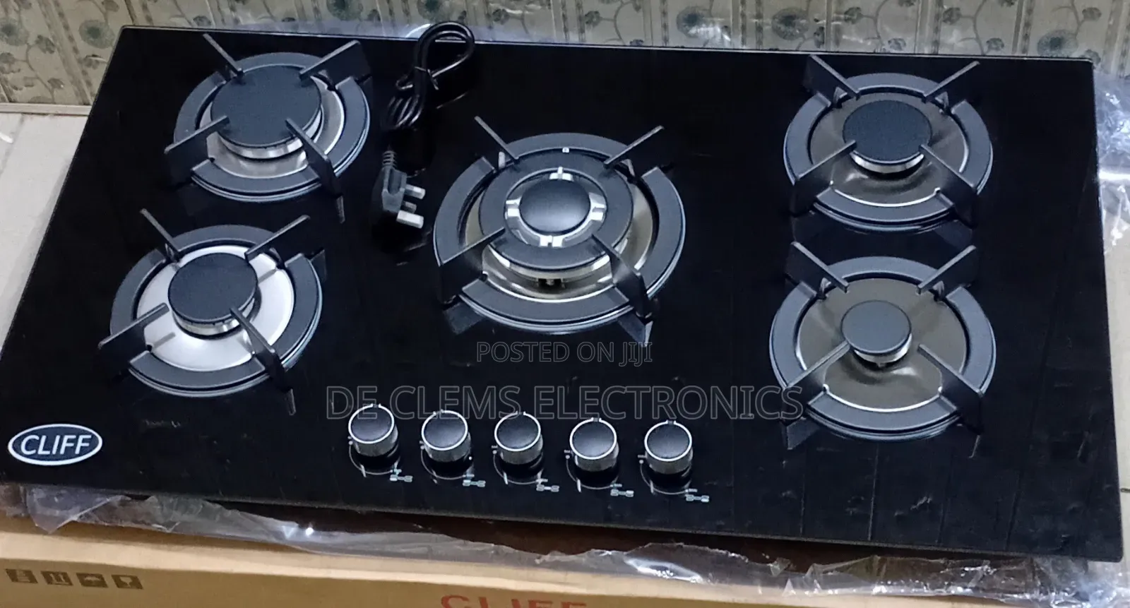 Cliff 5 Burner Gas Cooker Glass