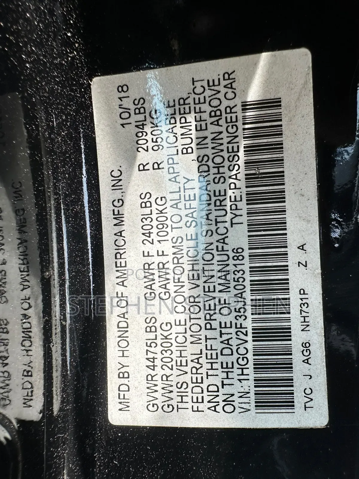 Honda Accord 2018 Black