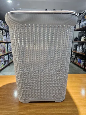 Woven Plastic Laundry Basket With Lid – Light Grey /White