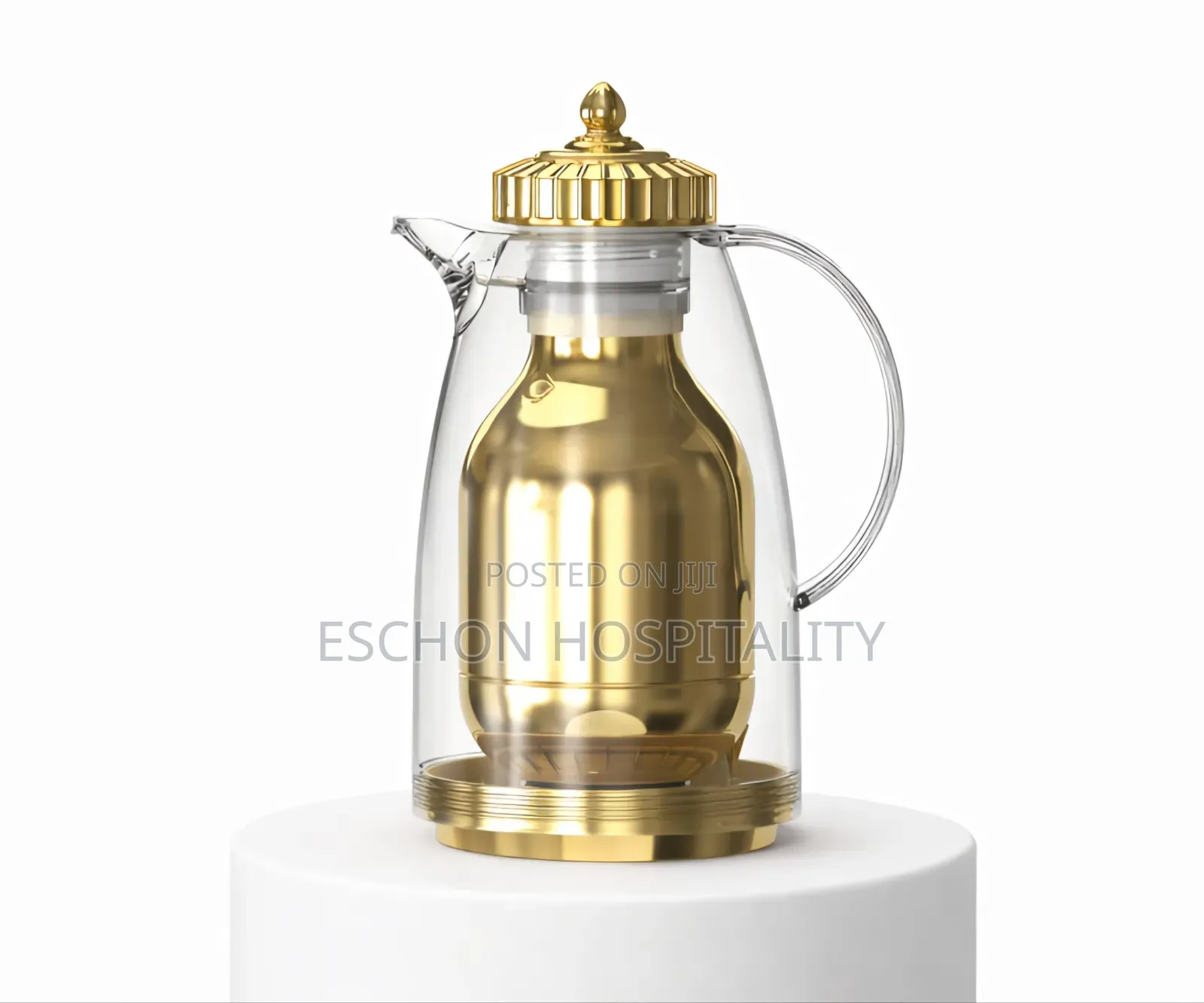 Clear and Gold Arabian Tea Flask Jug
