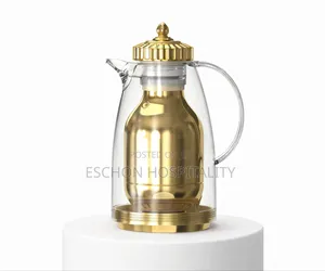 Clear and Gold Arabian Tea Flask Jug