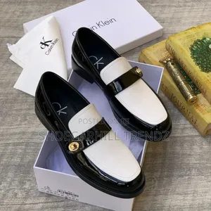 Men Calvin Klein White and Black Loafer Shoes