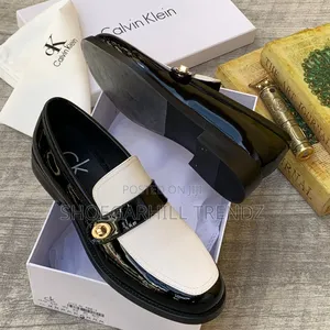 Men Calvin Klein White and Black Loafer Shoes