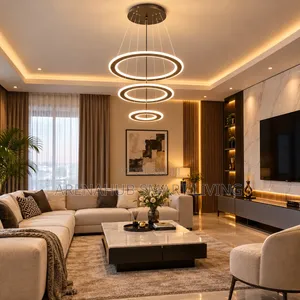 Minimalist Modern Led Chandelier Home Lighting Brushed Rings Ceiling