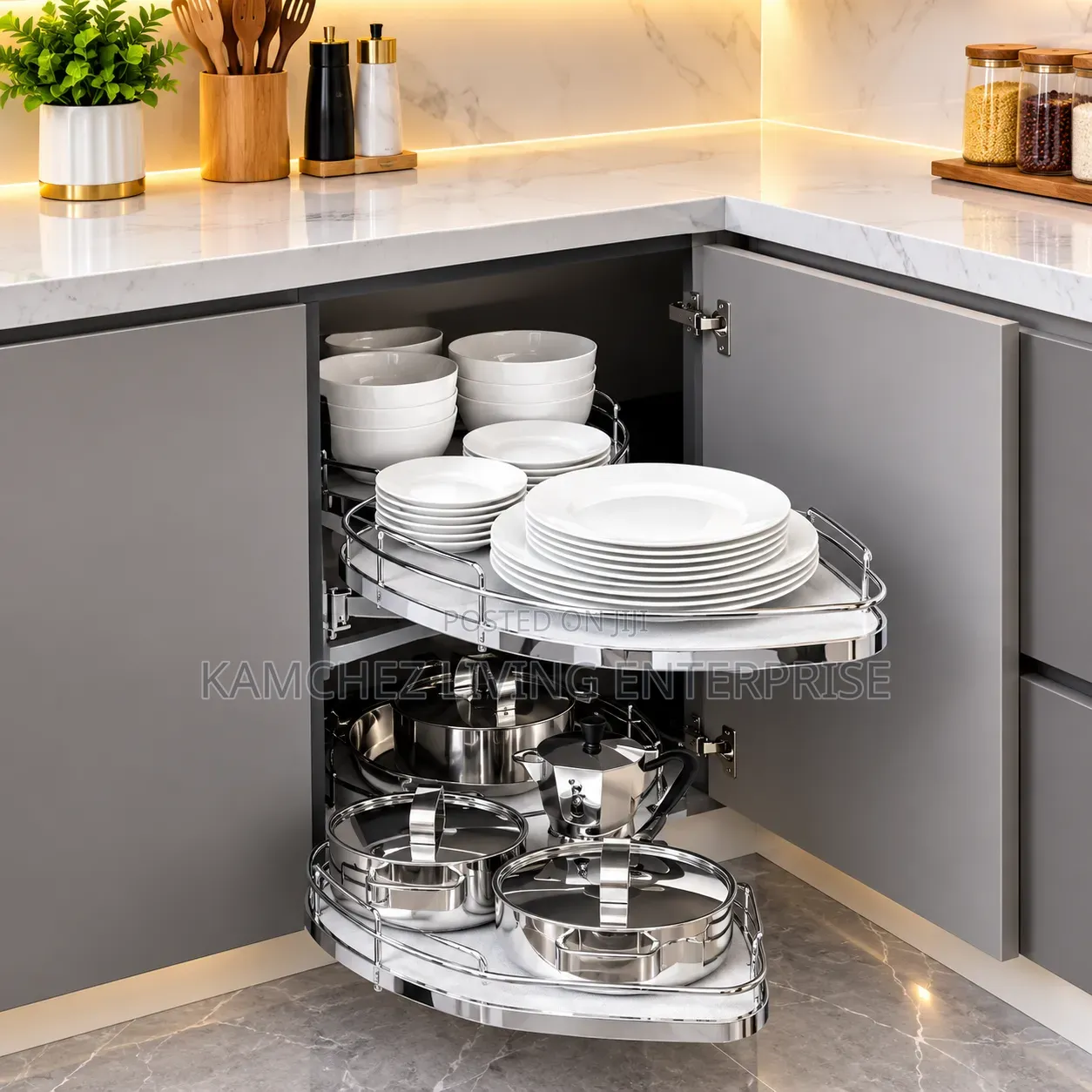 Premium Kitchen Corner Pull-Out Pot Rack