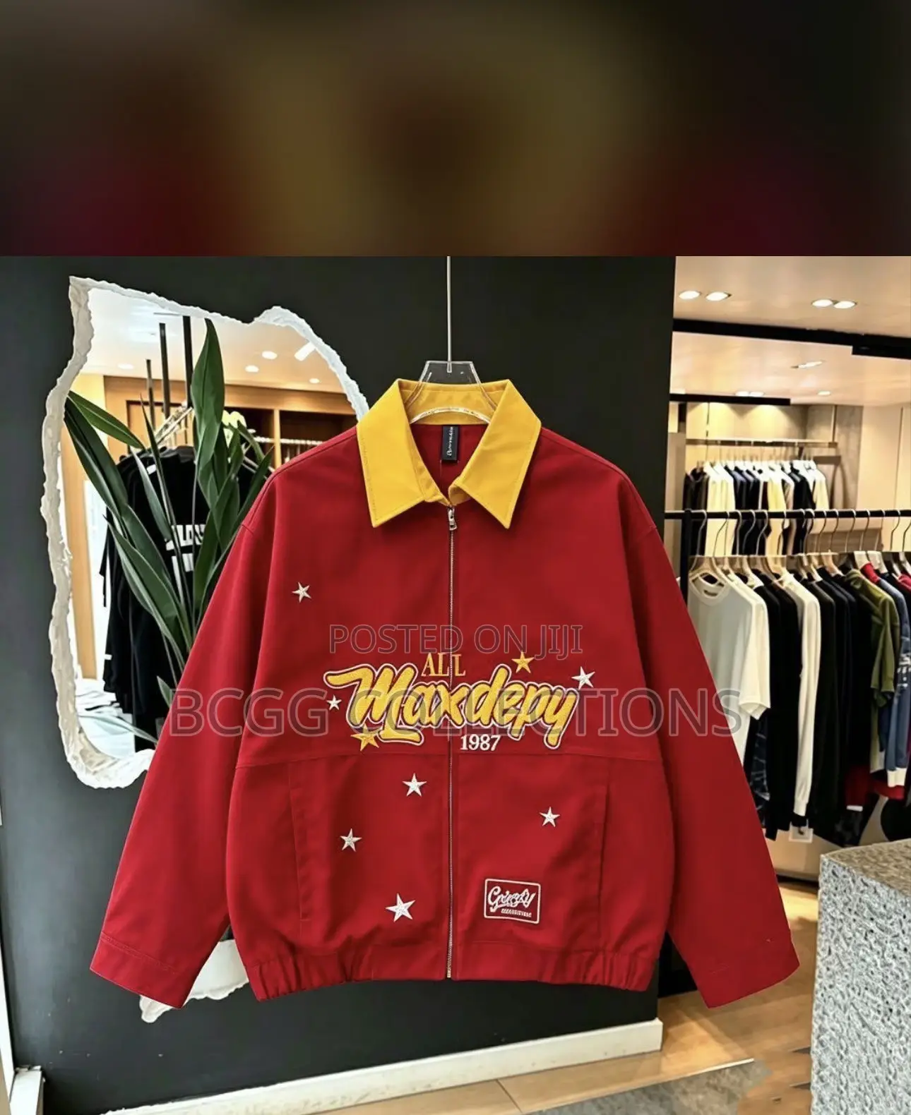 Oversized Embroidery Varsity Jacket-Maxdepy 1987⁠