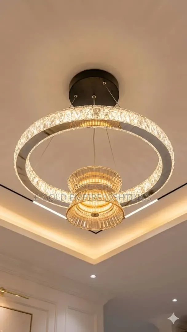 Luxury Crystal Ring Chandelier – Modern Gold LED Ceiling Light