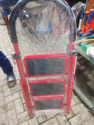 Red 3-Step Portable Folding Ladder
