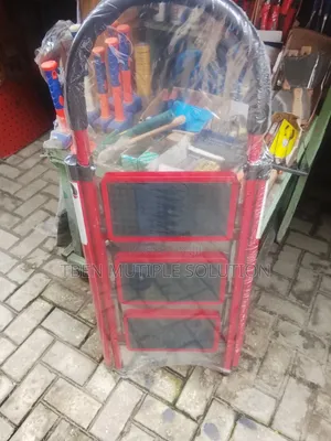 Red 3-Step Portable Folding Ladder