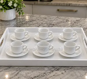 Espresso White Tea Cups Saucers