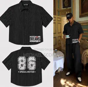 Striped 86 Graphic Button Up Shirt⁠