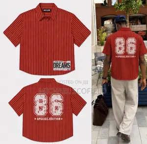 Striped 86 Graphic Button Up Shirt⁠