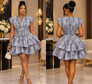 Elegant Black Cream Jacquard Fit Flare Dress