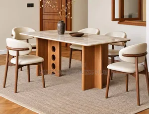 Sintered Stone Top Dining Set With Solid Pedestal Base