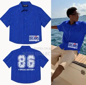 Striped 86 Graphic Button Up Shirt⁠