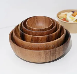Acacia Wood Nesting Salad Bowls.16,18,20,22.24cm