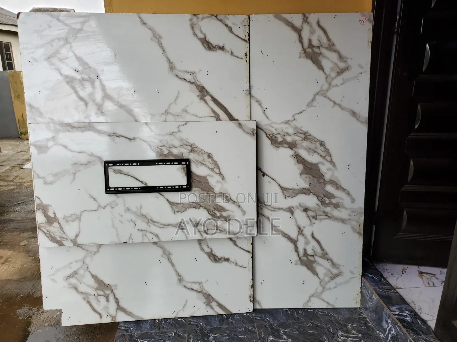 White and Black Marble TV Console
