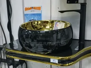 Cabinet Wash Basin Black Gold
