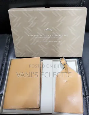 Original Hallmark Genuine Leather Passport Holder and Luggage Tag Set