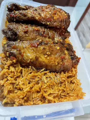Basmati Jollof Rice With Peppered Turkey.