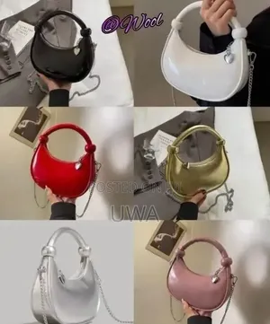 Women's Mini Glossy Crescent Shoulder Bag With Knotted Handle