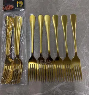 6-Piece Luxury Gold Stainless Steel Fork/Spoon Set Premium Cutlery