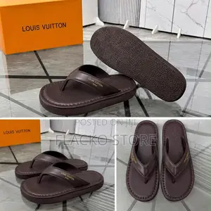 Exclusive Louis Vuitton Leather High Sole Slippers