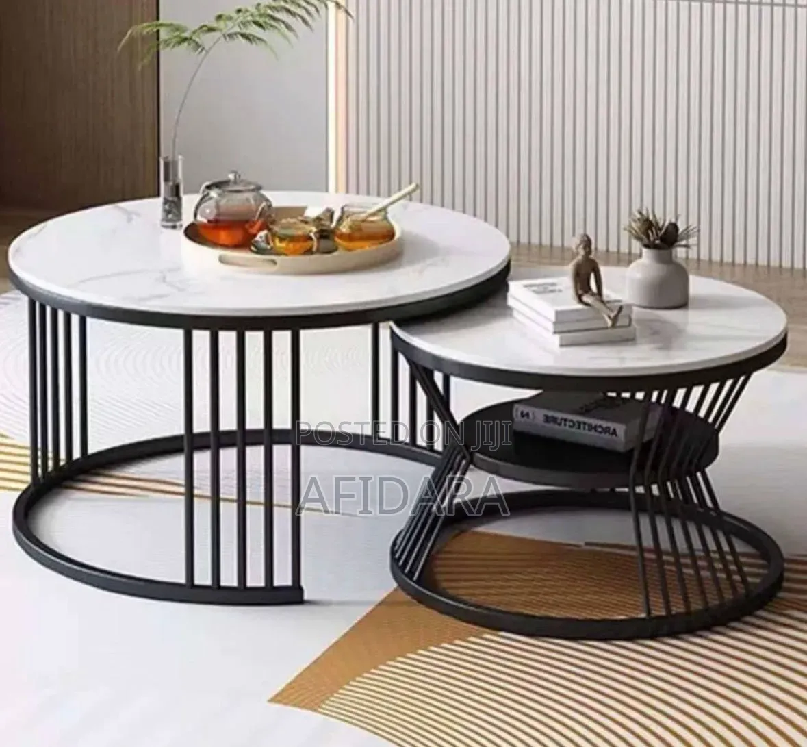 Nesting 2pcs Faux Marble Center Table
