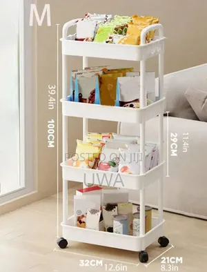 4-Tier Rolling Utility Storage Cart – Slim Mobile Trolley Organizer