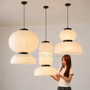 Wabi Sabi Rice Paper Pendant Lamp LED Chandelier for LivingRoomCeiling