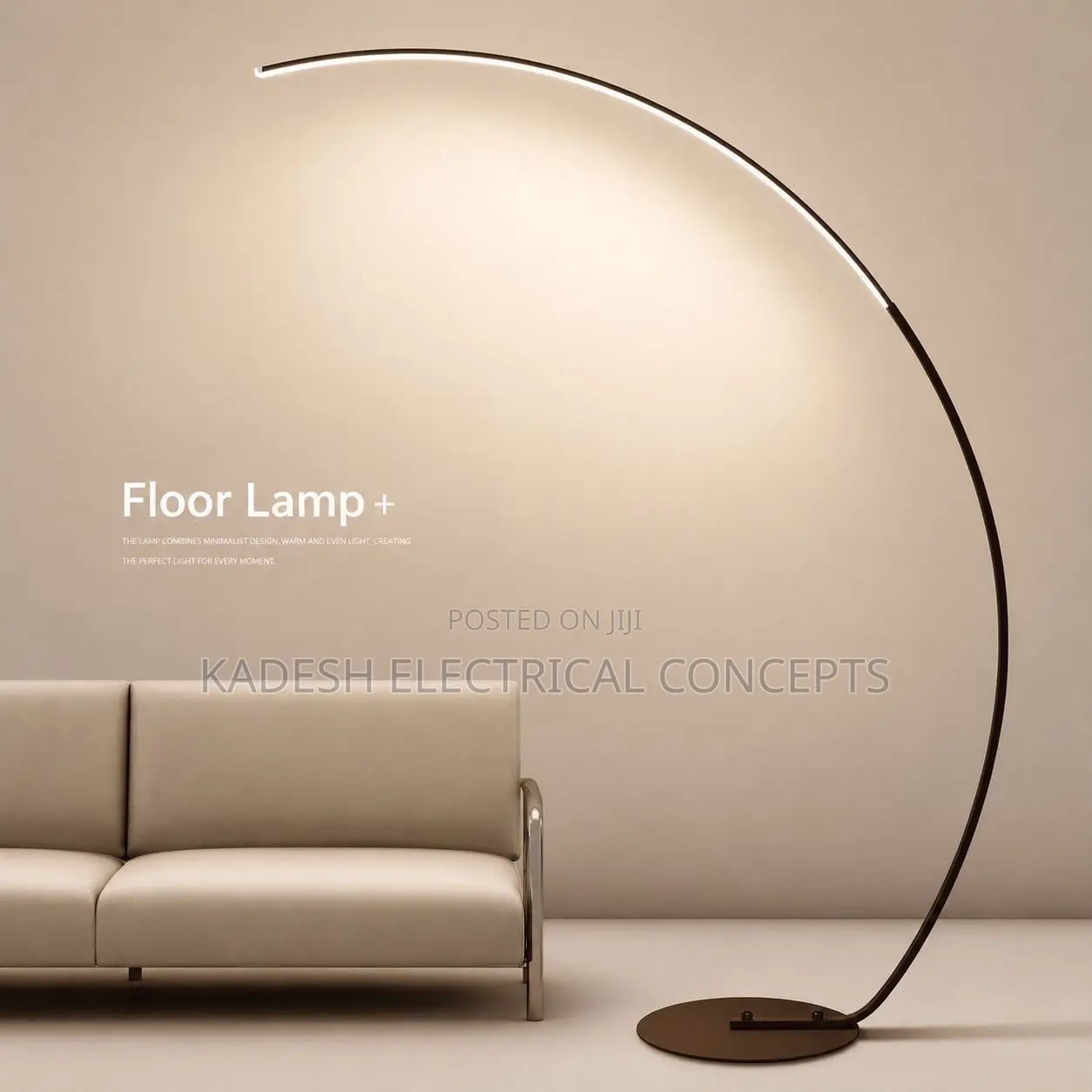 Nordic Style Floor Lamp Half Moon Arc Design Dimmable LED Light