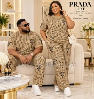 Prada Luxe 2-Piece Unisex Stretch Short-Sleeved Top Pants Set (Ps1)